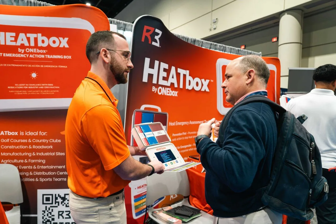 Demonstrating the HEATbox™ video training to a PGA Show attendee