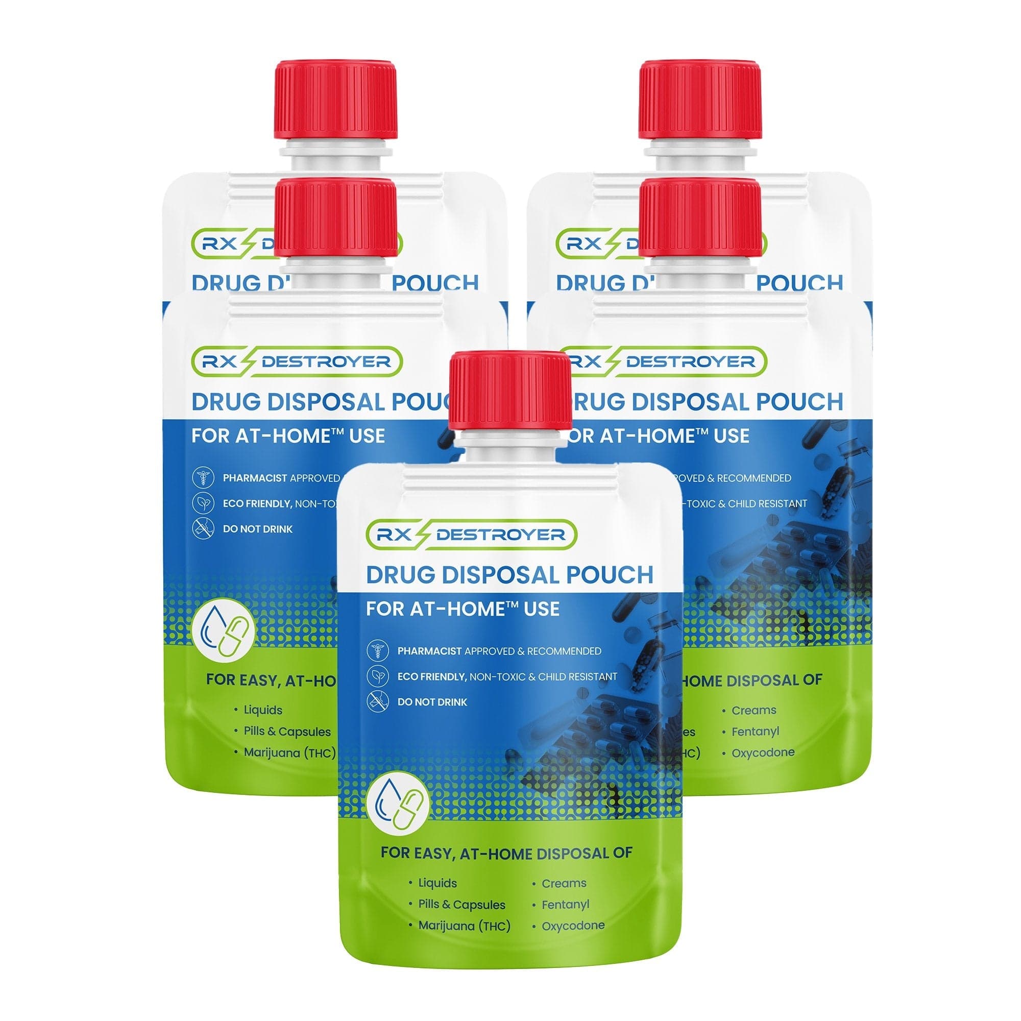 Rx Destroyer — five pouches showing case quantity